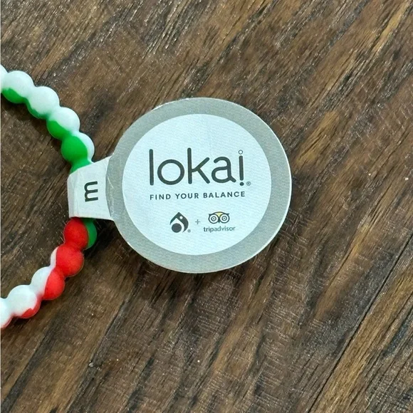 Lokai Red, White & Green Bracelet Size M - Picture 3 of 4